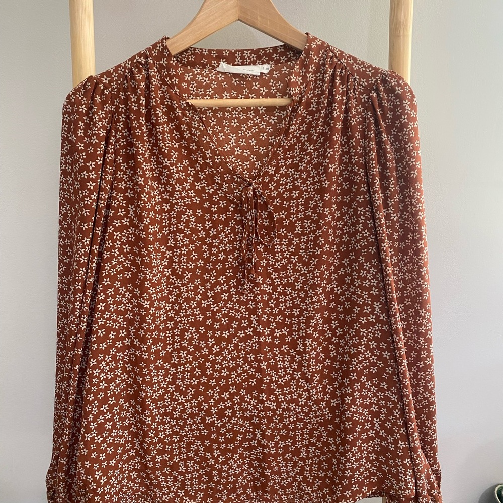 All in Favor Brown Floral Blouse